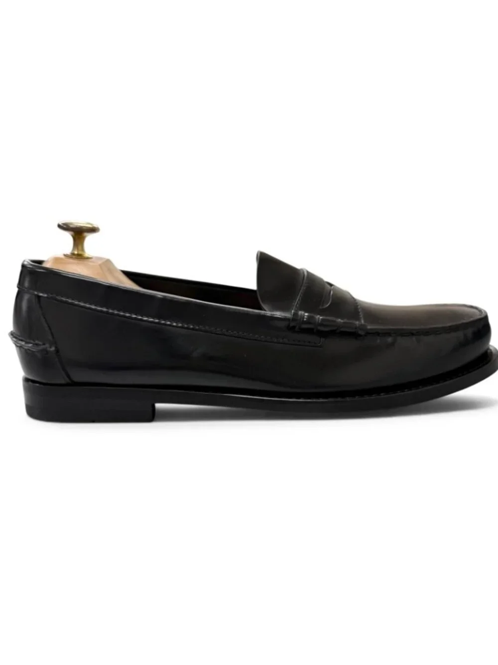 Prada Leather Penny Loafer Coin Loafers Flat Shoes Moccasins Black 8.5